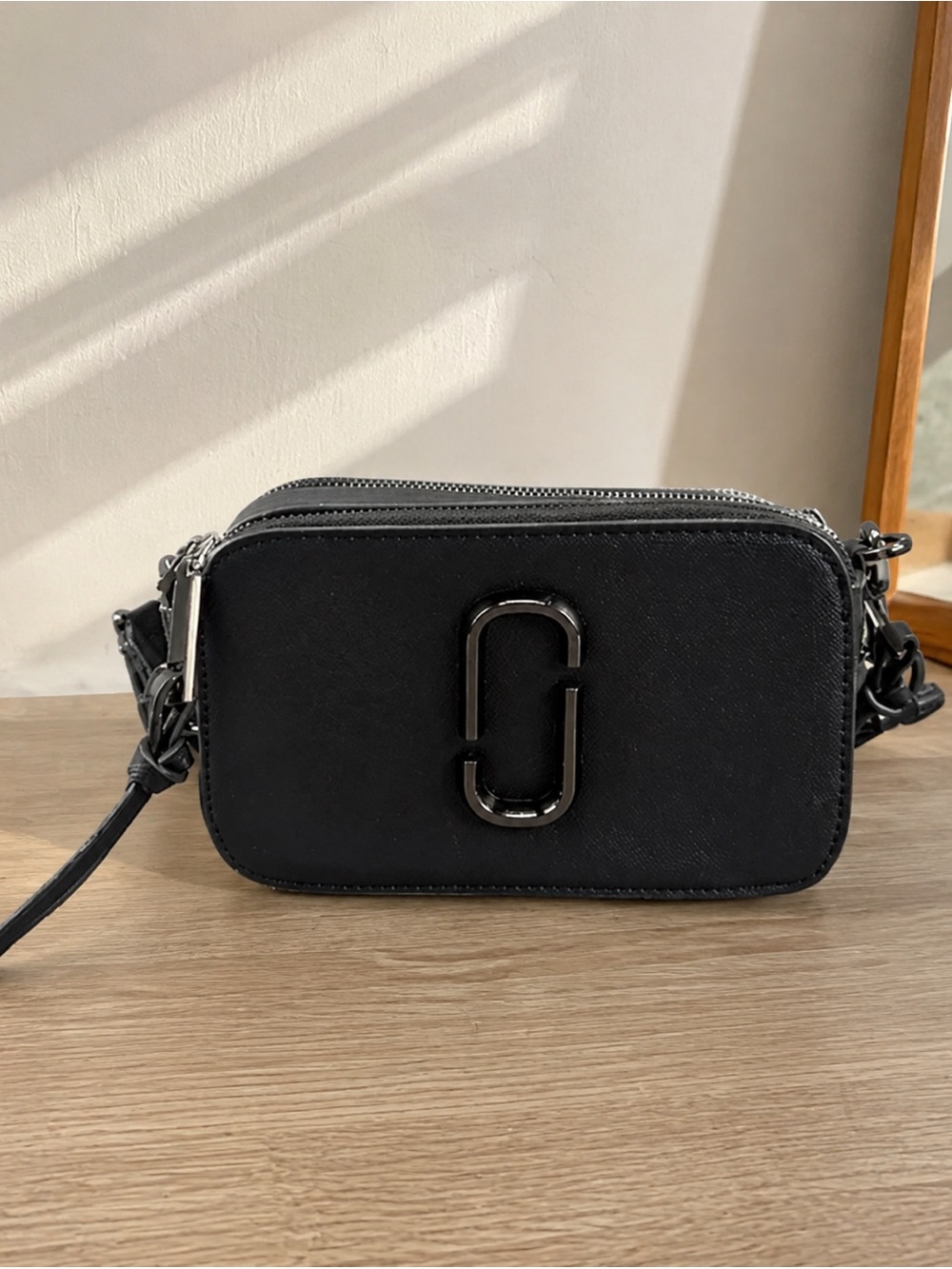 Marc Jacobs Black Camera Crossbody with Gunmetal Logo